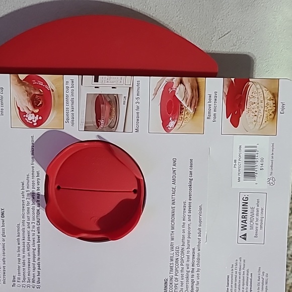 PROGRESSIVE PREP SOLUTIONS RED PERFECT POP MICROWAVE POPCORN MAKER - Picture 7 of 9